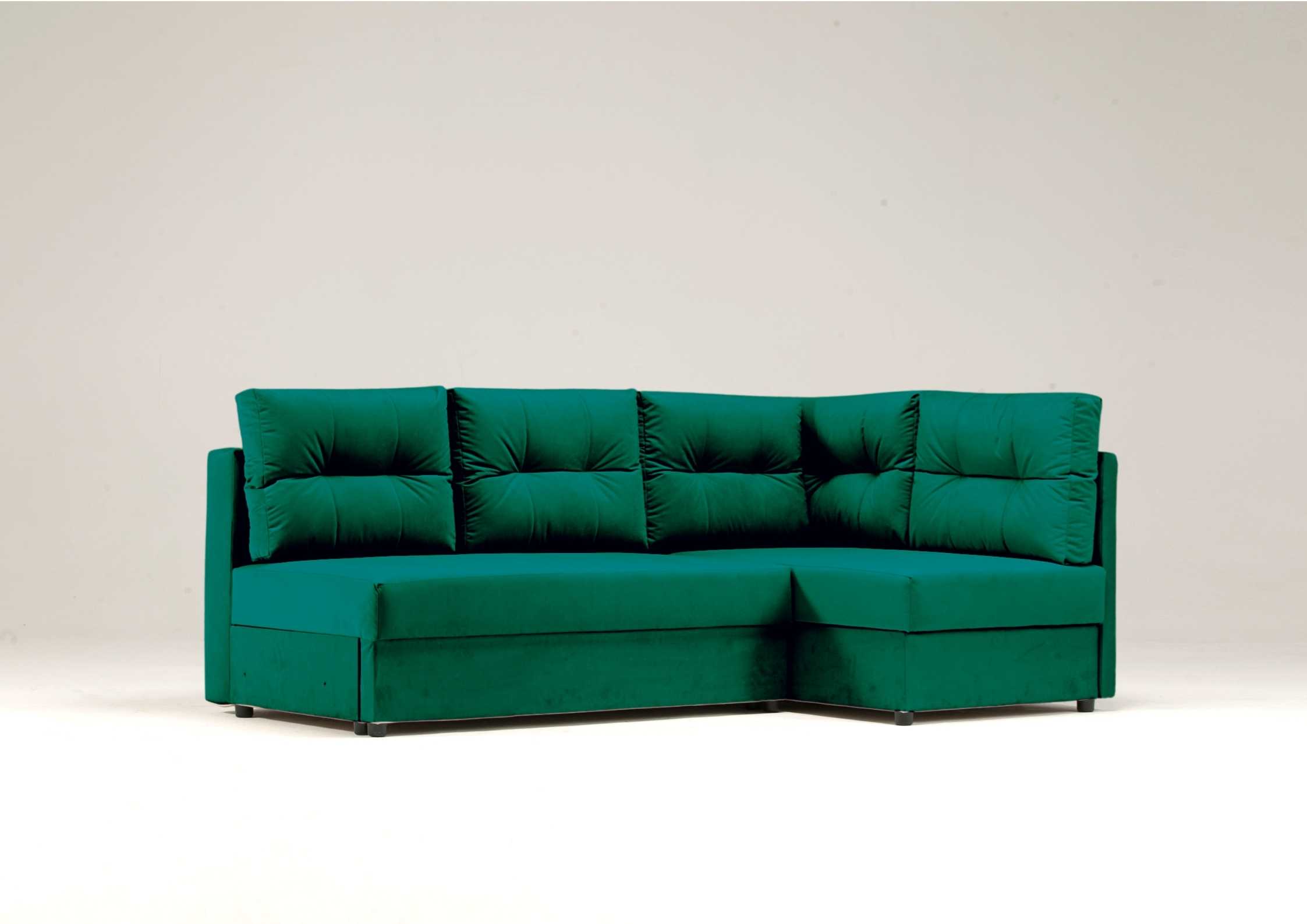 Mały narożnik z pikowanymi poduszkami zielony